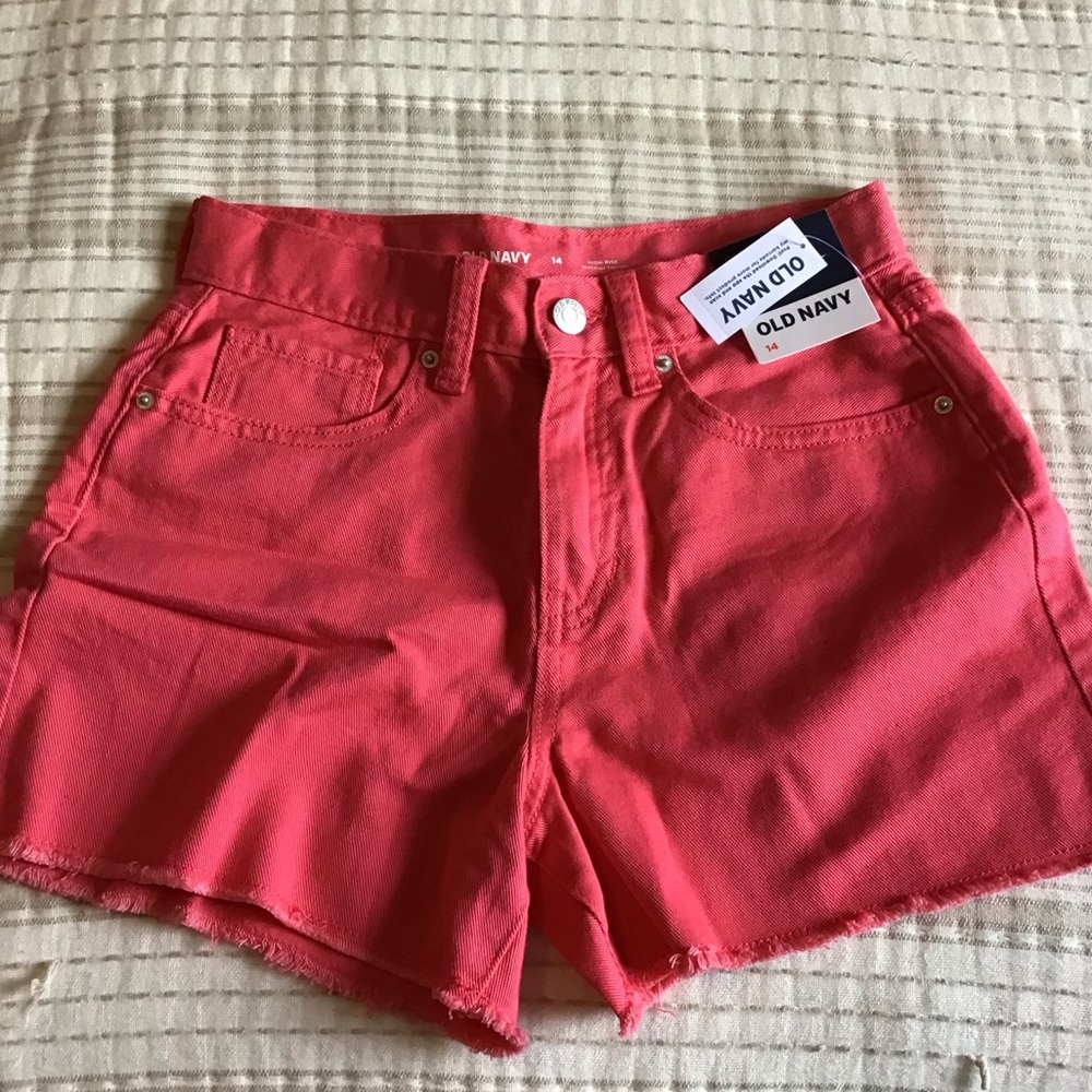 Pink denim shorts size 14 girls